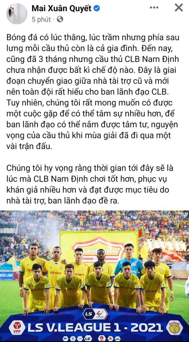 NÓNG: Cầu thủ U23 Việt Nam kêu cứu, V.League lại xuất hiện vụ nợ lương gây ồn ào - Ảnh 1.